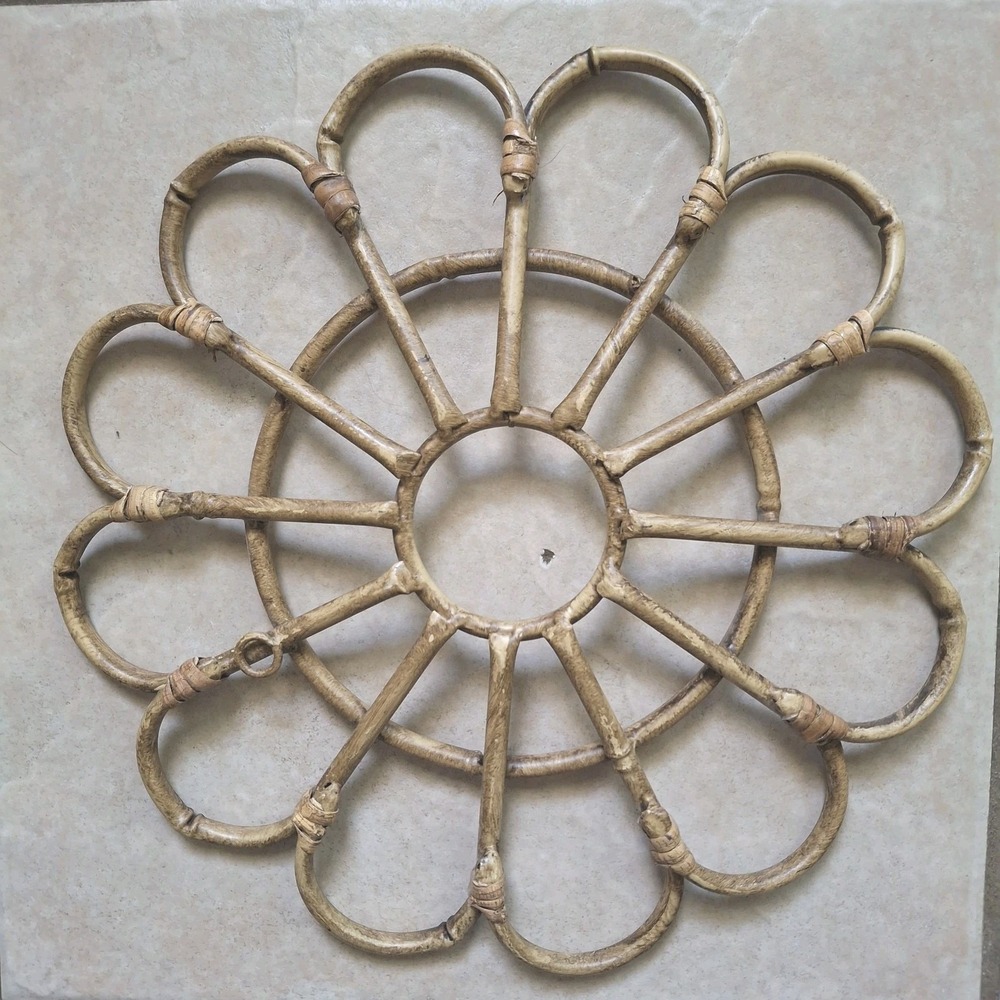 Sunburst MCM Style Wall‎ Décor 12 Inches Contemporary Beige Metal Set Of 2 Boho